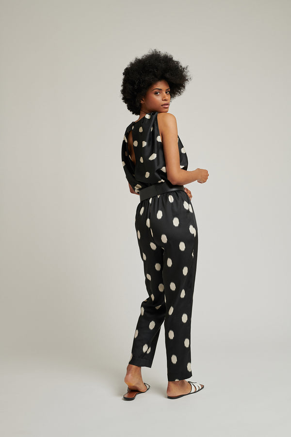 ASOS Asos Design Petite Jumpsuit With Lace Detail & Tapered Leg in Black