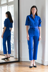 Combinaison Pantalon Manches Courtes Gabardine Prude Bleu
